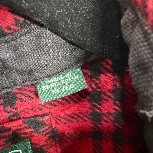 Woolrich Mens XL Red Black Plaid Cotton Flannel Shirt Jacket Button Up Outdoor - Picture 5 of 12